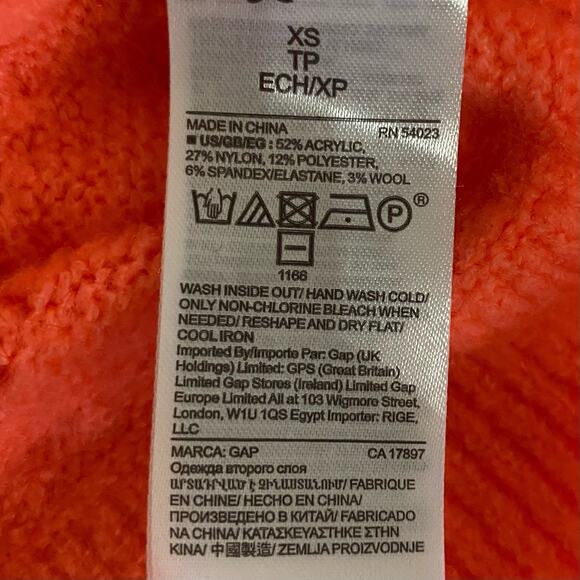 GAP Coral Cut Out Crew Neck Long Sleeve Lightweight Sweater Size XS Wool Blend - Picture 5 of 5